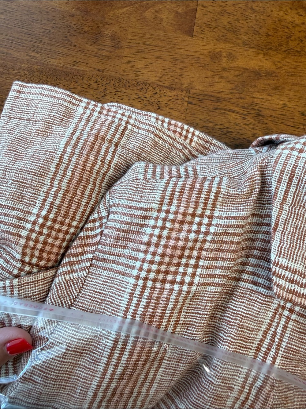 J.Jill Harper Linen Cotton Blazer Henna Plaid Relaxed Jacket Women L Tall Brown - Picture 11 of 12